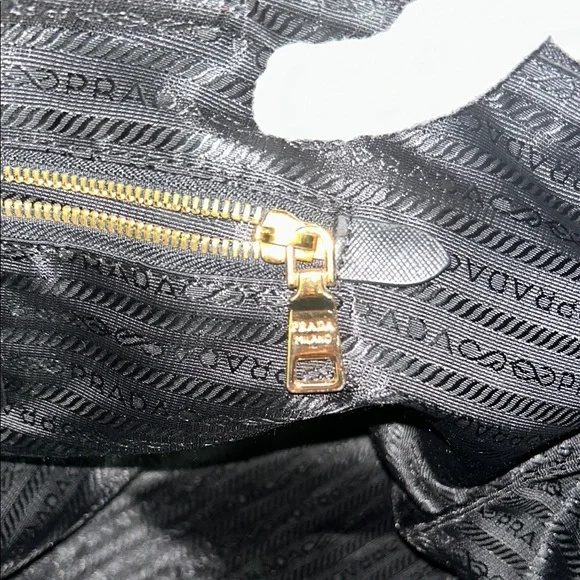 Prada Black Nylon Large Tote Bag with Leather Trim & Strap - Picture 15 of 17